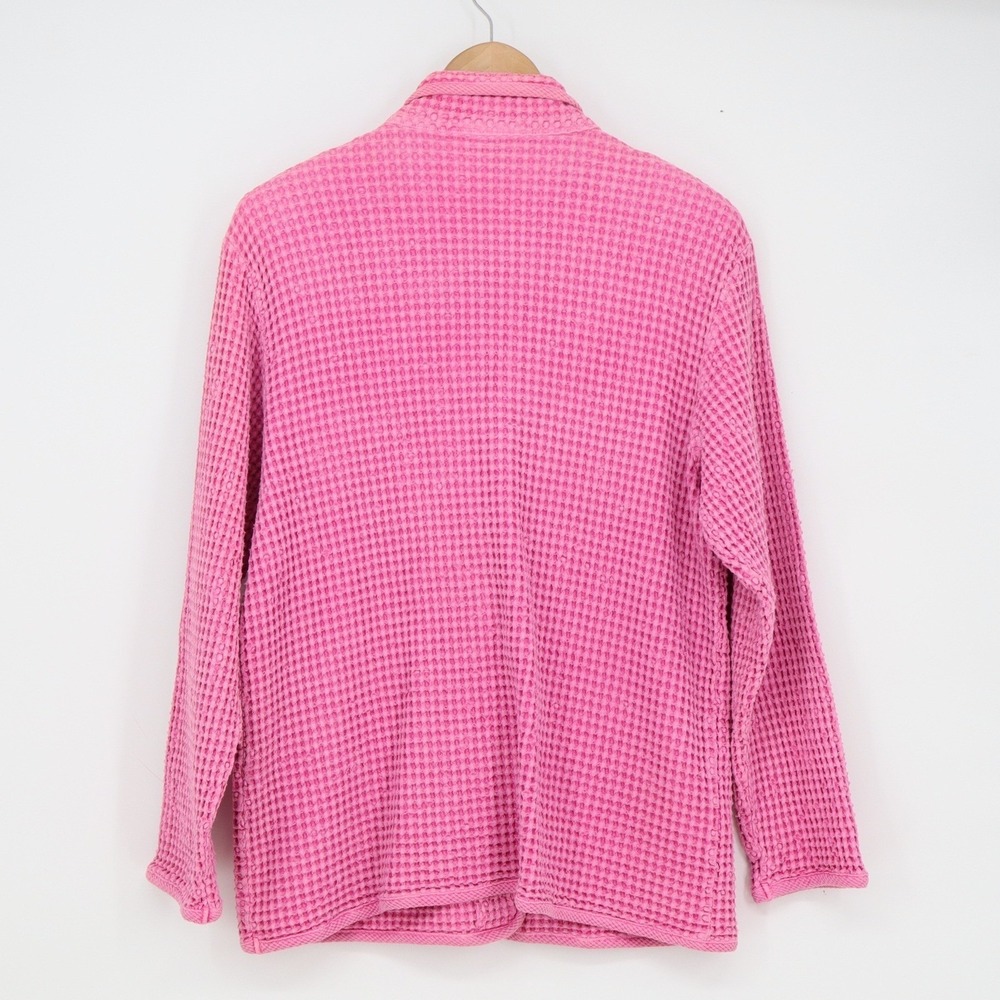 Focus Pink Waffle Knit 100% Cotton Button Front Cardigan Jacket Womens S - Picture 6 of 7